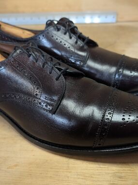 Allen Edmonds Men’s Dark Brown Cap-Toe Derby Brogues 12 A Narrow Shoes Sanford